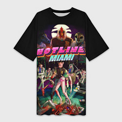 Футболка женская длинная Hotline Miami, цвет: 3D-принт