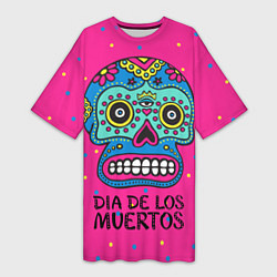 Женская длинная футболка Мексиканский череп
