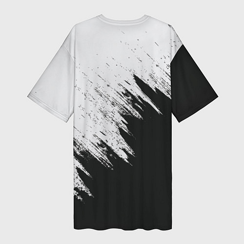 Женская длинная футболка Черно-белый разрыв / 3D-принт – фото 2
