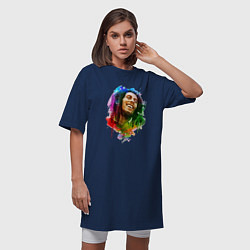 Футболка женская-платье Улыбающийся Боб Марли, цвет: тёмно-синий — фото 2