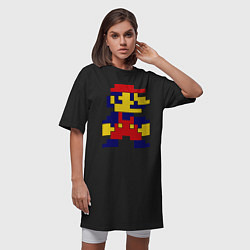 Футболка женская-платье Pixel Mario, цвет: черный — фото 2