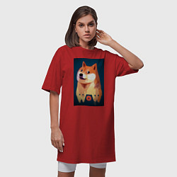 Футболка женская-платье Wow Doge, цвет: красный — фото 2