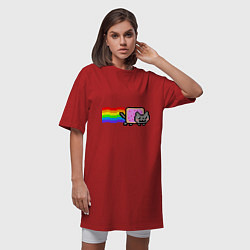Футболка женская-платье Nyan Cat, цвет: красный — фото 2
