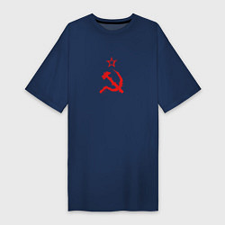 Футболка женская-платье Atomic Heart: СССР, цвет: тёмно-синий