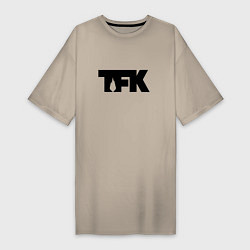 Футболка женская-платье TFK: Black Logo, цвет: миндальный