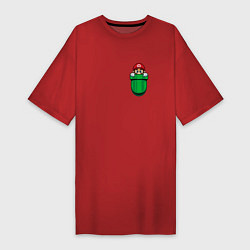 Футболка женская-платье Марио в кармане, цвет: красный