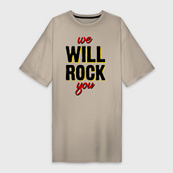 Футболка женская-платье We will rock you!, цвет: миндальный
