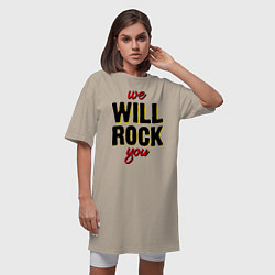 Футболка женская-платье We will rock you!, цвет: миндальный — фото 2
