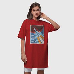 Футболка женская-платье To Mars with SpaceX, цвет: красный — фото 2