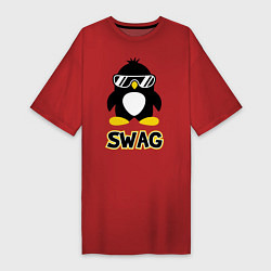 Футболка женская-платье SWAG Penguin, цвет: красный