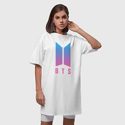 Футболка женская-платье BTS: Neon Jung Kook, цвет: белый — фото 2