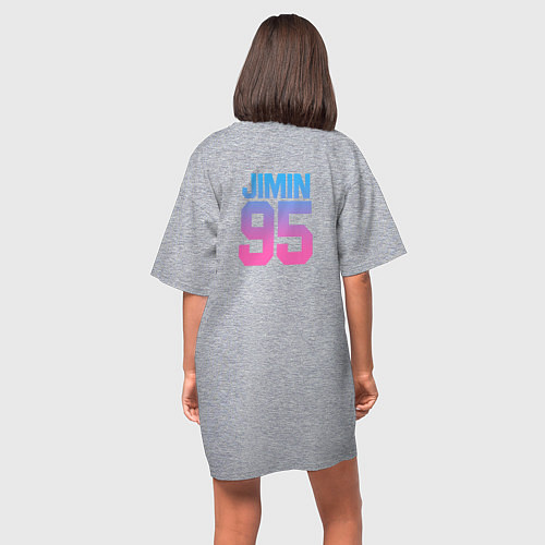 Женская футболка-платье BTS: Neon Jimin / Меланж – фото 4