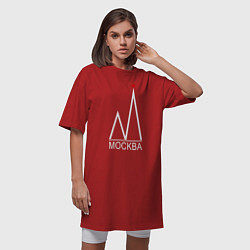 Футболка женская-платье Москва-белый логотип-2, цвет: красный — фото 2