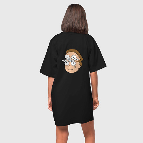 Женская футболка-платье Rick and Morty: Waves Face / Черный – фото 4