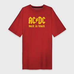 Футболка женская-платье ACDC BACK IN BLACK, цвет: красный