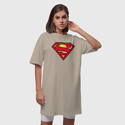 Футболка женская-платье Superman logo, цвет: миндальный — фото 2