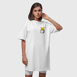 Футболка женская-платье Карманный Пикачу, цвет: белый — фото 2