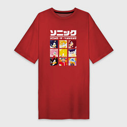 Футболка женская-платье Японский Sonic, цвет: красный