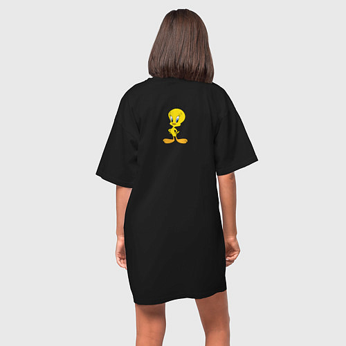Женская футболка-платье Сильвестр и Твити / Черный – фото 4