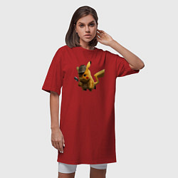 Футболка женская-платье Пушистик Пикачу, цвет: красный — фото 2