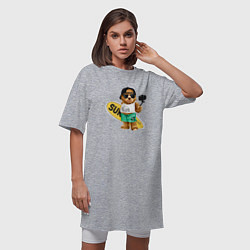Футболка женская-платье Медвежонок серфер, цвет: меланж — фото 2