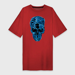 Футболка женская-платье Skull - illusion, цвет: красный