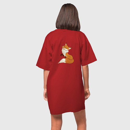 Женская футболка-платье Хитрая лиса / Красный – фото 4