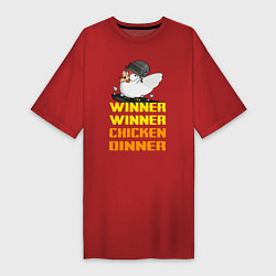 Футболка женская-платье PUBG Winner Chicken Dinner, цвет: красный