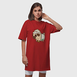 Футболка женская-платье Сладкий мопс, цвет: красный — фото 2