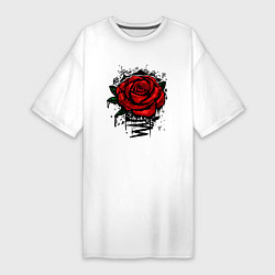 Футболка женская-платье Красная Роза Red Rose, цвет: белый