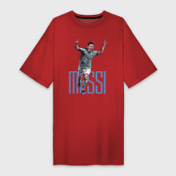 Футболка женская-платье Lionel Messi Barcelona Argentina Striker!, цвет: красный