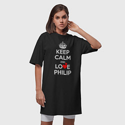 Футболка женская-платье Будь спок и люби Филиппа, цвет: черный — фото 2