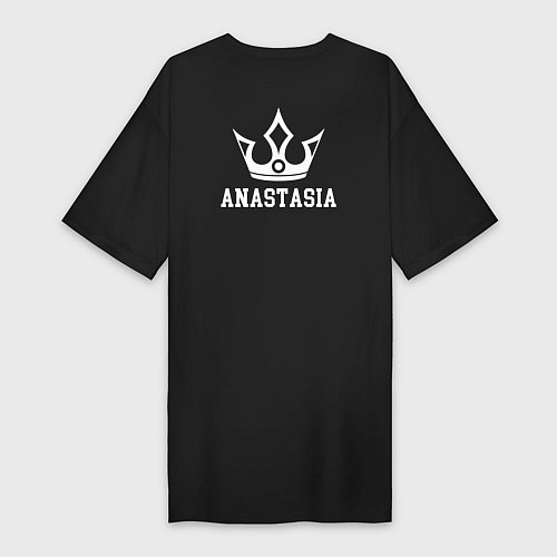 Женская футболка-платье Анастасия Корона на спине / Черный – фото 2
