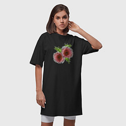 Футболка женская-платье Пиксельный узор Маки, цвет: черный — фото 2