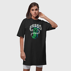 Футболка женская-платье Крипер Creeper Minecraft, цвет: черный — фото 2