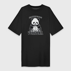 Футболка женская-платье Volleyball Panda, цвет: черный