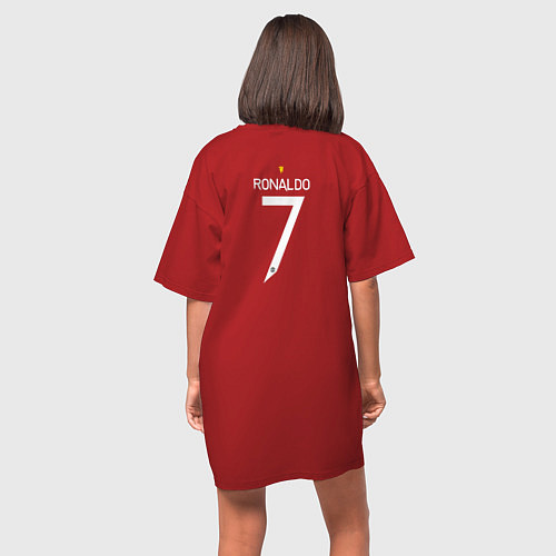 Женская футболка-платье Форма Криштиану Роналдо / Красный – фото 4