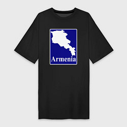 Футболка женская-платье Армения Armenia, цвет: черный