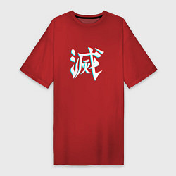 Футболка женская-платье КЛИНОК РАССЕКАЮЩИЙ ДЕМОНОВ DEMON SLAYER KIMETSU NO, цвет: красный