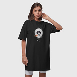 Футболка женская-платье Шарик-пугайка белый, хлопок, цвет: черный — фото 2
