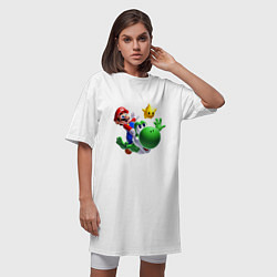 Футболка женская-платье Mario&Yoshi, цвет: белый — фото 2