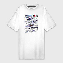Футболка женская-платье Toyota Gazoo Racing sketch, цвет: белый