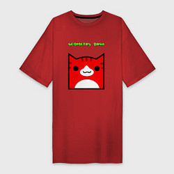 Футболка женская-платье Geometry Dash: Cat Skin, цвет: красный