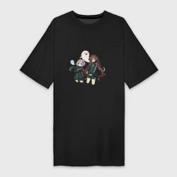 Женская футболка-платье Ху Тао и Ци Ци играют в кальмара