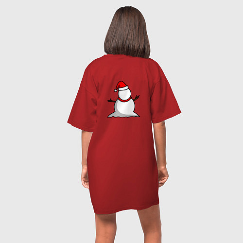 Женская футболка-платье Двухсторонний снеговик / Красный – фото 4