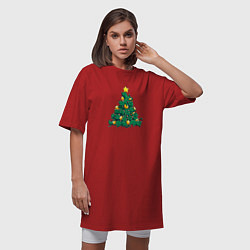 Футболка женская-платье Christmas Tree Made Of Green Cats, цвет: красный — фото 2