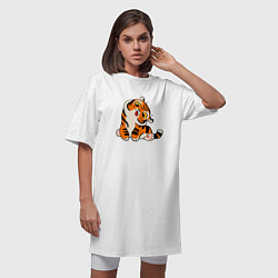 Футболка женская-платье Смешной тигренок, цвет: белый — фото 2