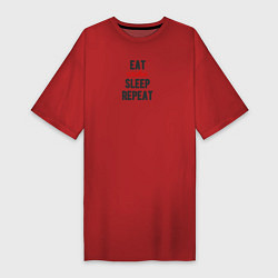 Футболка женская-платье Eat оливье Sleep Repeat, цвет: красный