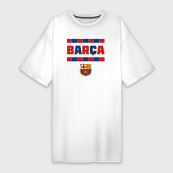 Футболка женская-платье Barcelona FC ФК Барселона, цвет: белый