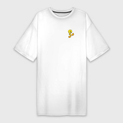 Футболка женская-платье Yellow canary Tweety, цвет: белый